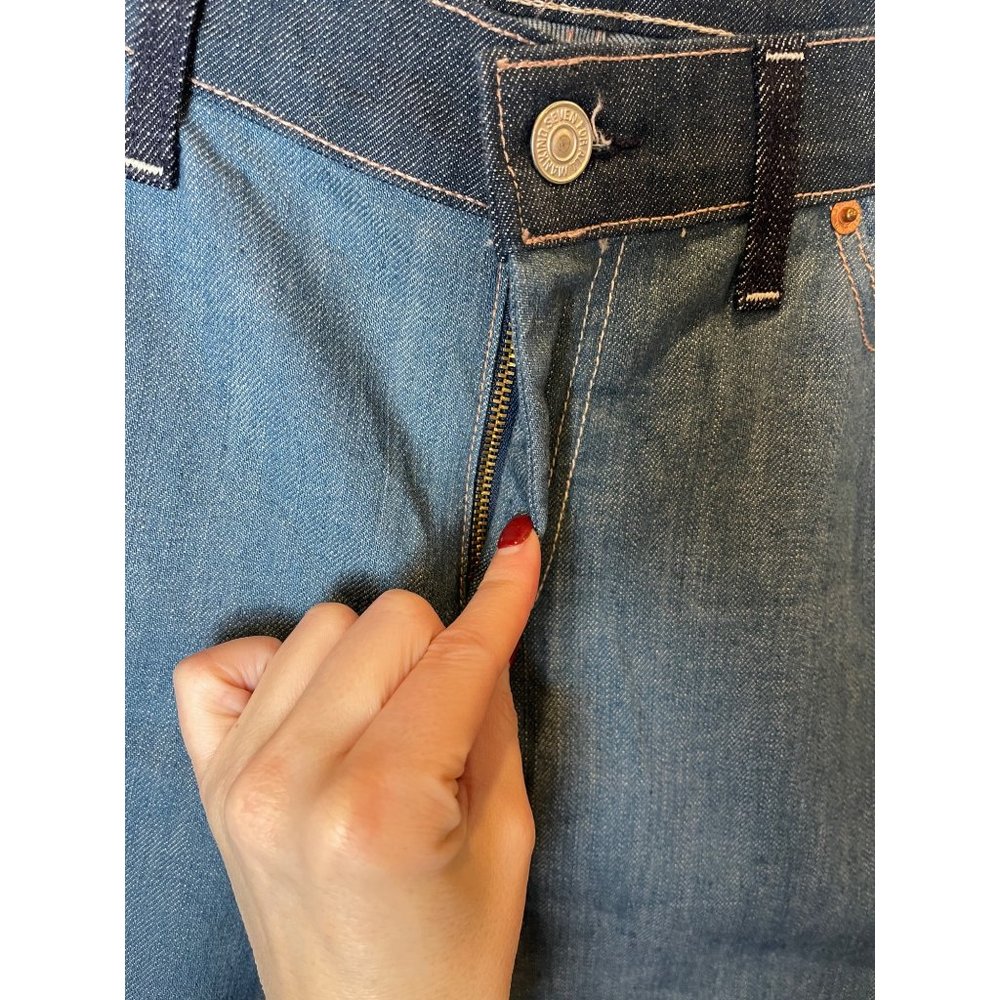 7 For All Mankind Blue Medium Wash Crop Flynt Wide Leg Jeans Size 32 - Picture 5 of 10